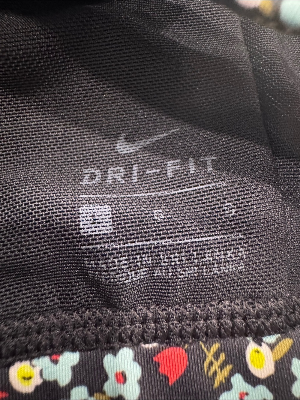 Nike Floral Print Strappy Sports Bra - Black with Pink & Blue Flowers - Picture 5 of 5